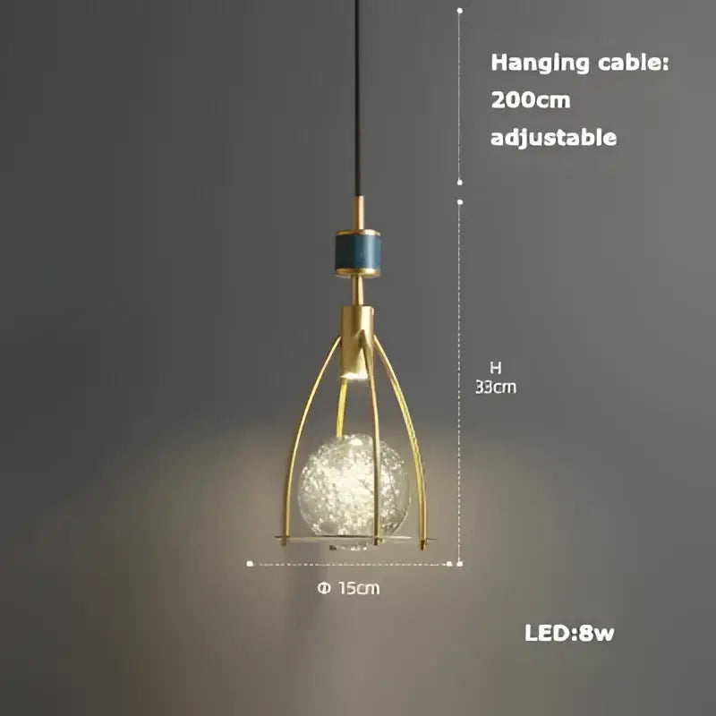 Art deco clear woven glass pendant light dining room brass accent