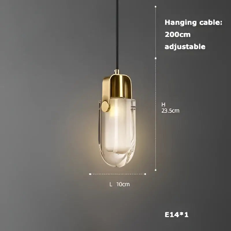 Art deco clear woven glass pendant light dining room brass accent