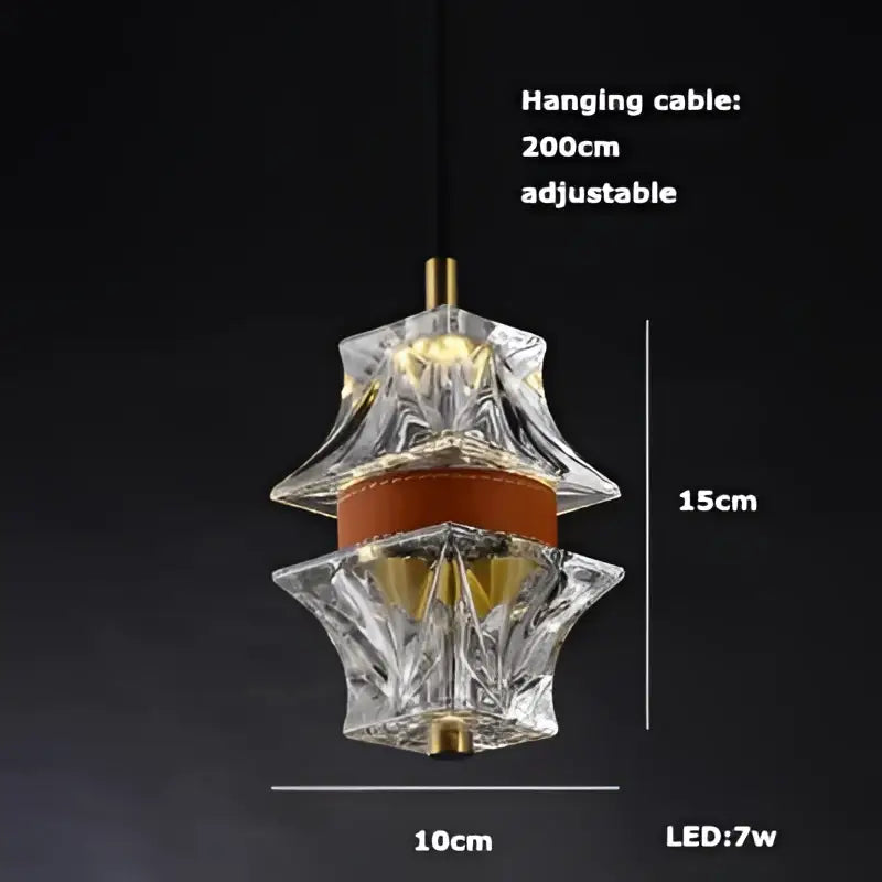 Art deco clear woven glass pendant light dining room brass accent