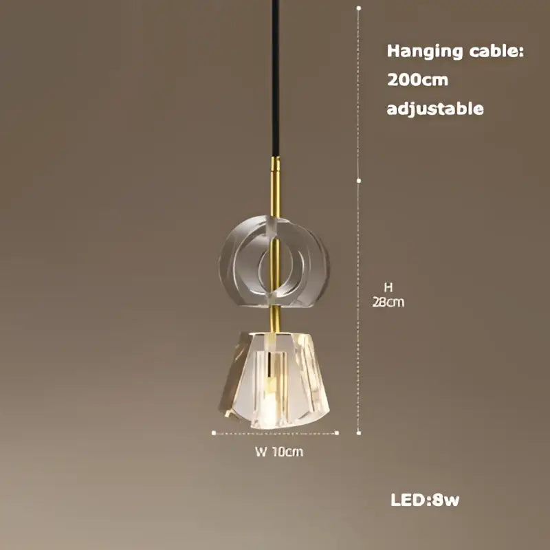 Art deco clear woven glass pendant light dining room brass accent