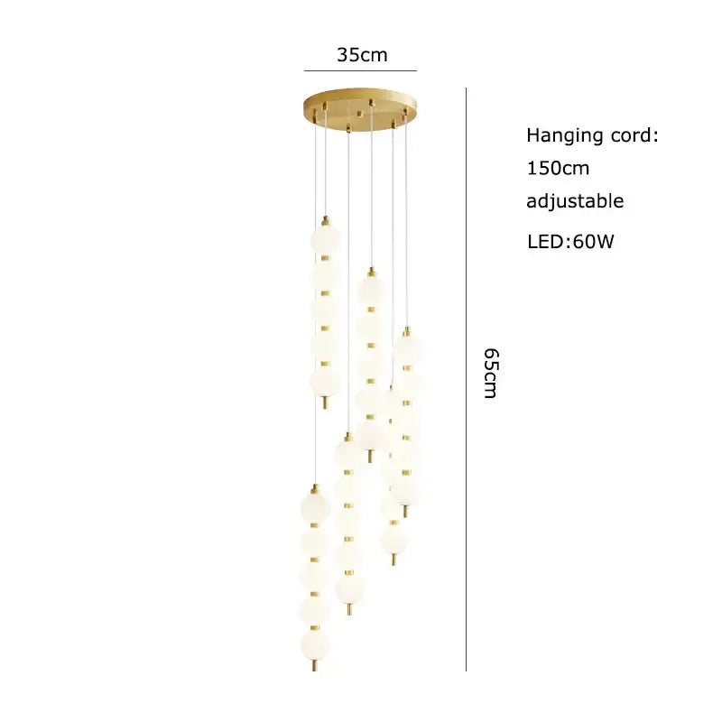 Art deco led glass pingpong pendant light dining room white orbs