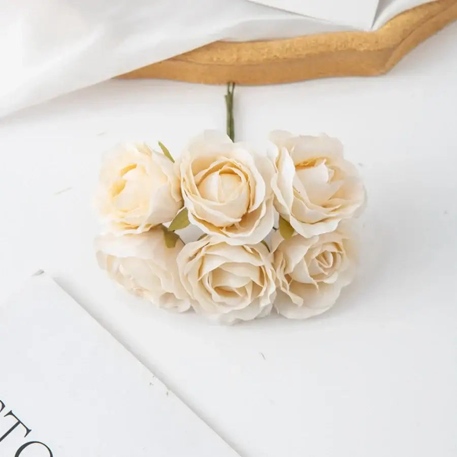 Beige artificial rose bouquet wedding and home decor rose clusters