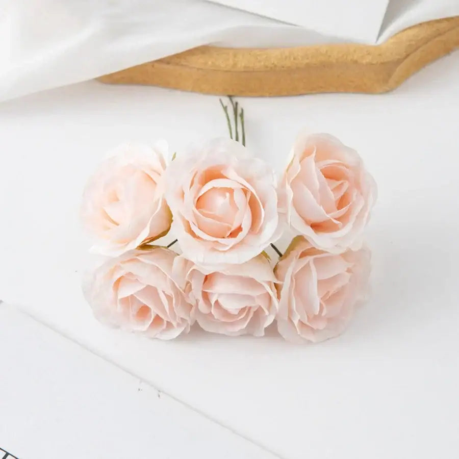Beige artificial rose bouquet wedding and home decor rose clusters