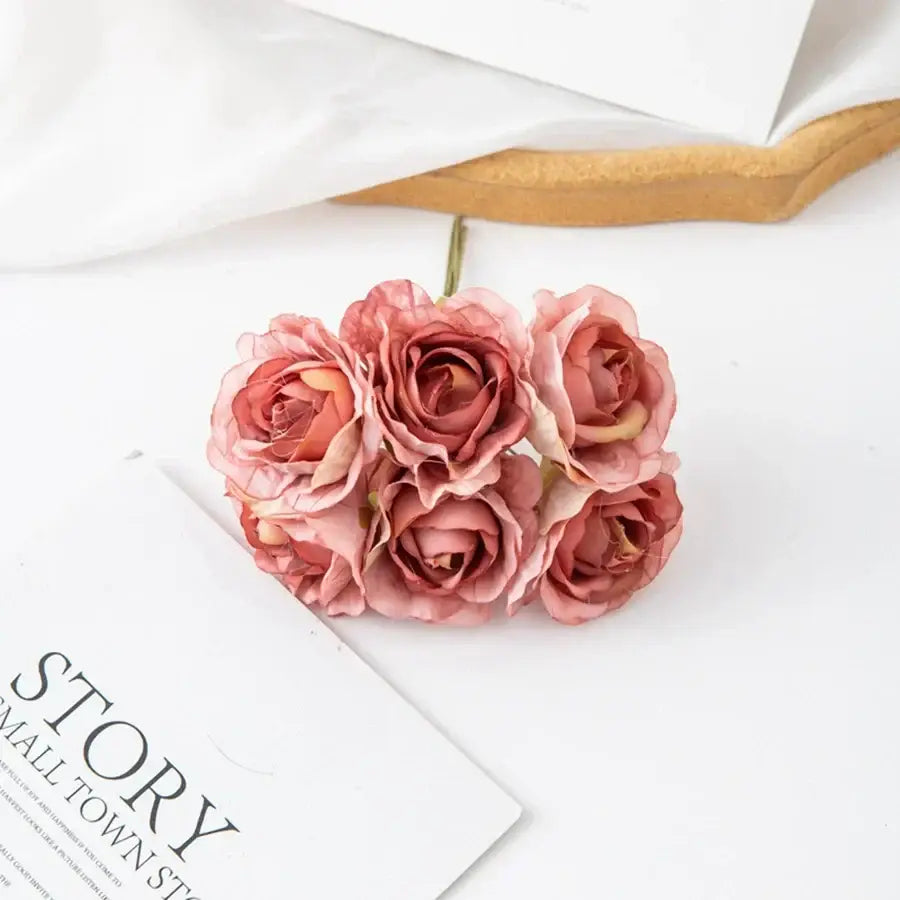 Beige artificial rose bouquet wedding and home decor rose clusters