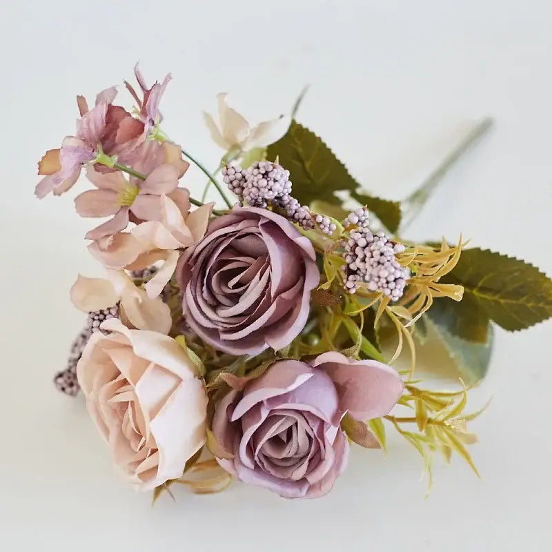 Artificial western rose wedding decor pink & mauve bouquet bedroom