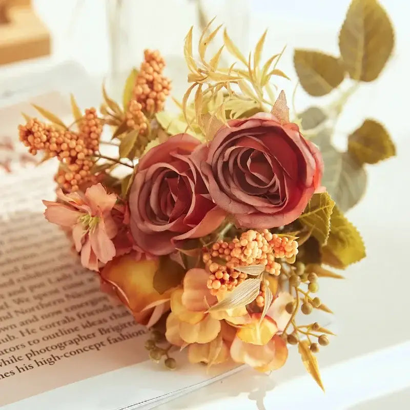 Artificial western rose wedding decor pink & mauve bouquet bedroom