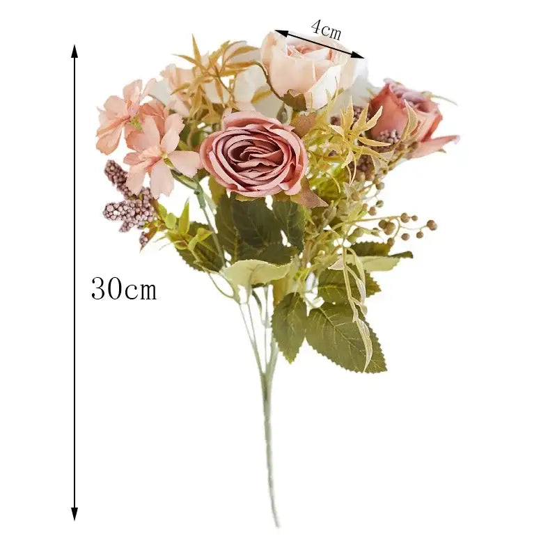 Artificial western rose wedding decor pink & mauve bouquet bedroom