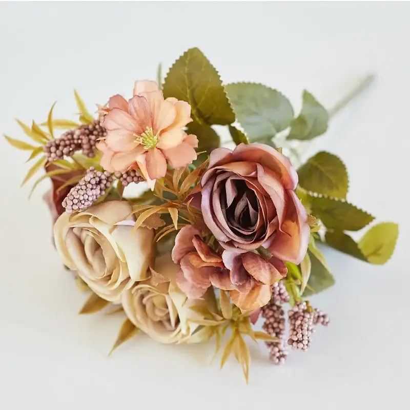 Artificial western rose wedding decor pink & mauve bouquet bedroom