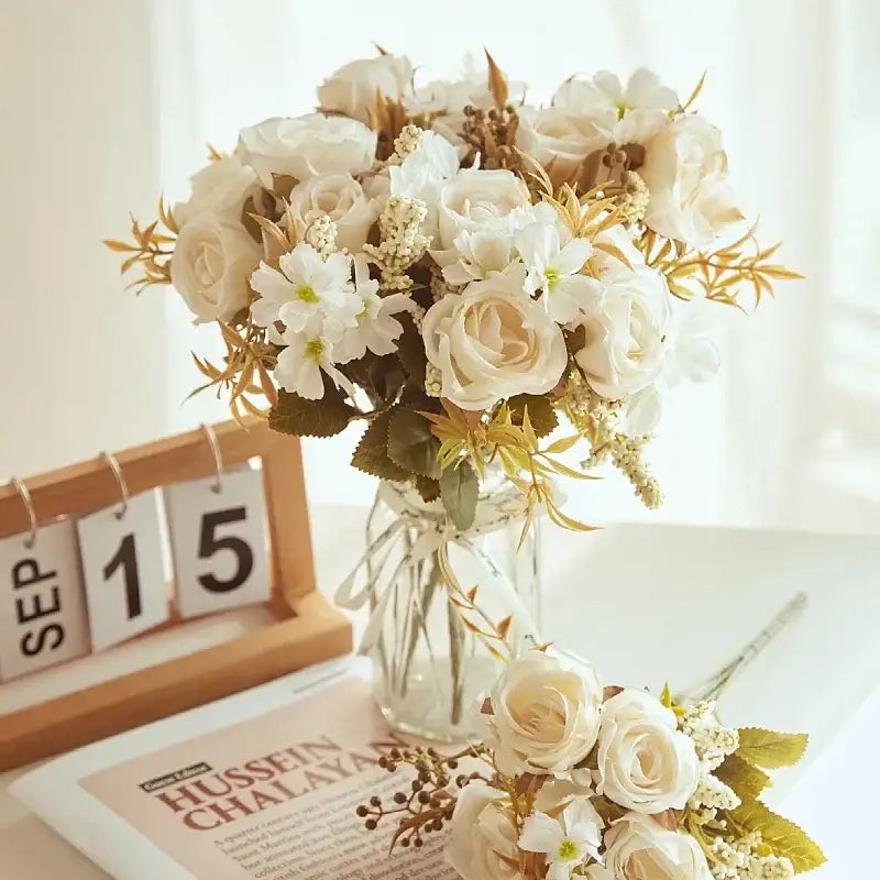 Artificial western rose wedding decor pink & mauve bouquet bedroom