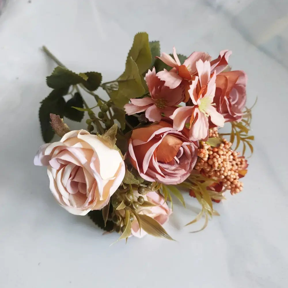 Artificial western rose wedding decor pink & mauve bouquet bedroom