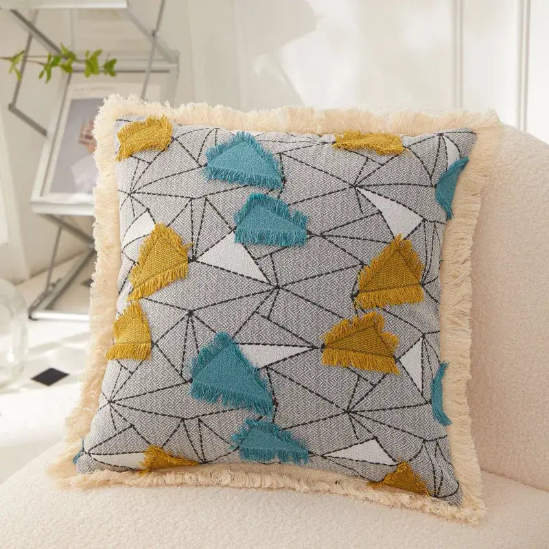 Artistic 45x45 handmade geometric cushion cover living room decor