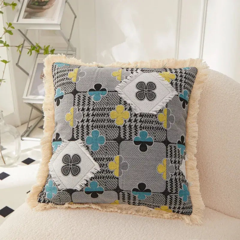 Artistic 45x45 handmade geometric cushion cover living room decor