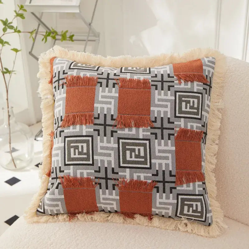 Artistic 45x45 handmade geometric cushion cover living room decor