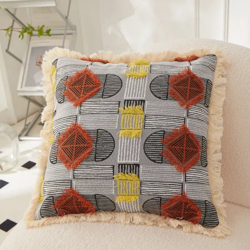 Artistic 45x45 handmade geometric cushion cover living room decor