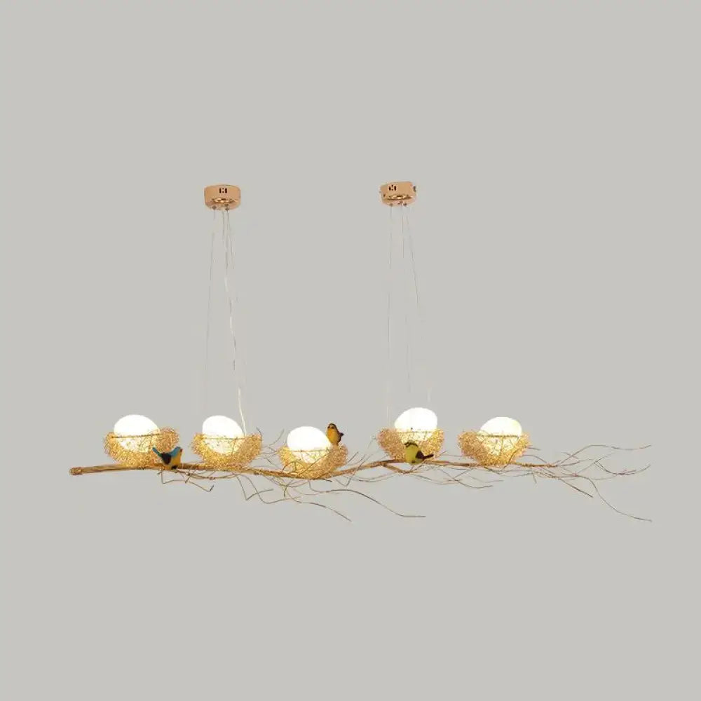 Artistic gold nest bird ceiling light for dining room 220v-240v