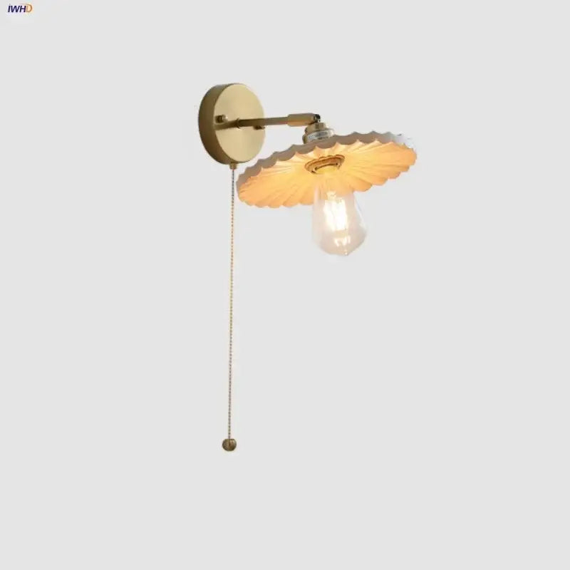 Vintage scalloped brass and glass wall lights living room sconce