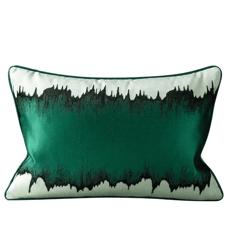 Asian landscape painting gray pillow cover living room decor