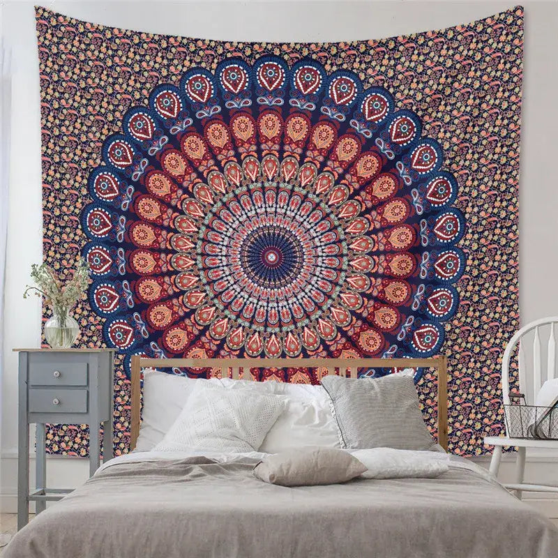 Black and white astrology chart tarot tapestry bedroom wall hanging