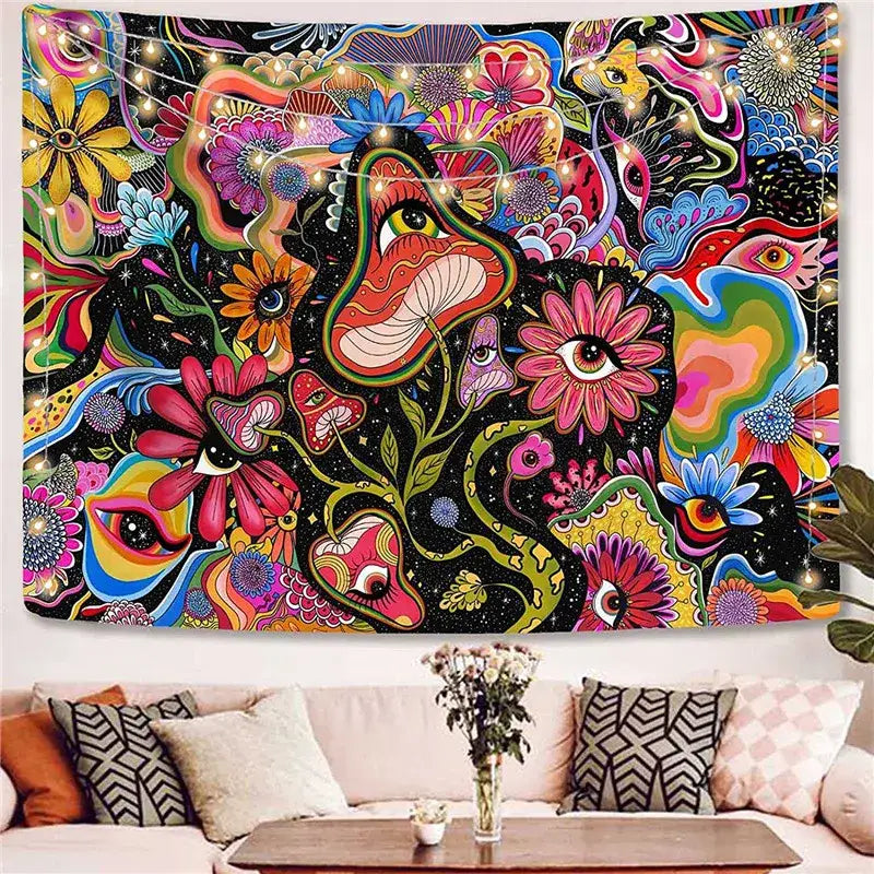 Black and white astrology chart tarot tapestry bedroom wall hanging