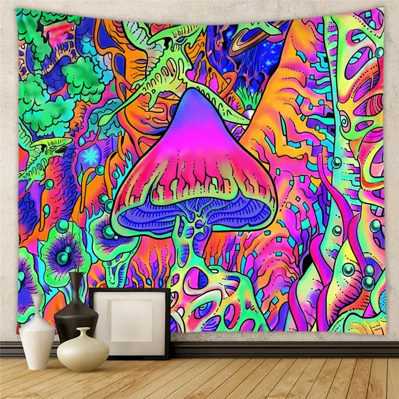 Black and white astrology chart tarot tapestry bedroom wall hanging