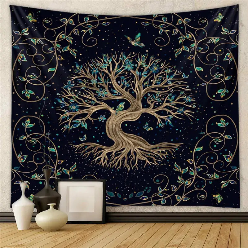 Black and white astrology chart tarot tapestry bedroom wall hanging