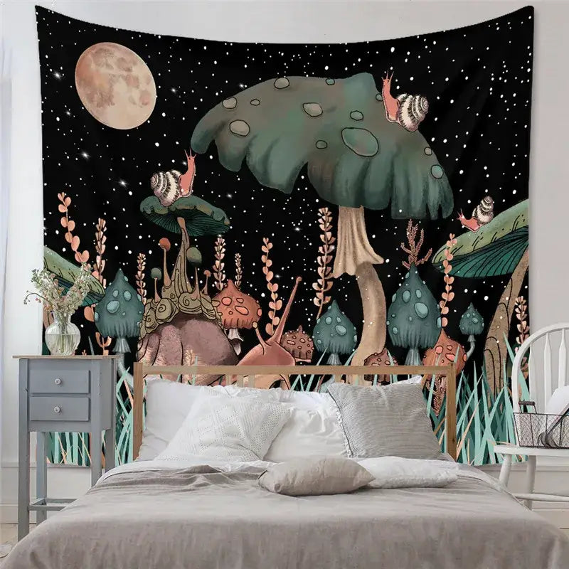 Black and white astrology chart tarot tapestry bedroom wall hanging