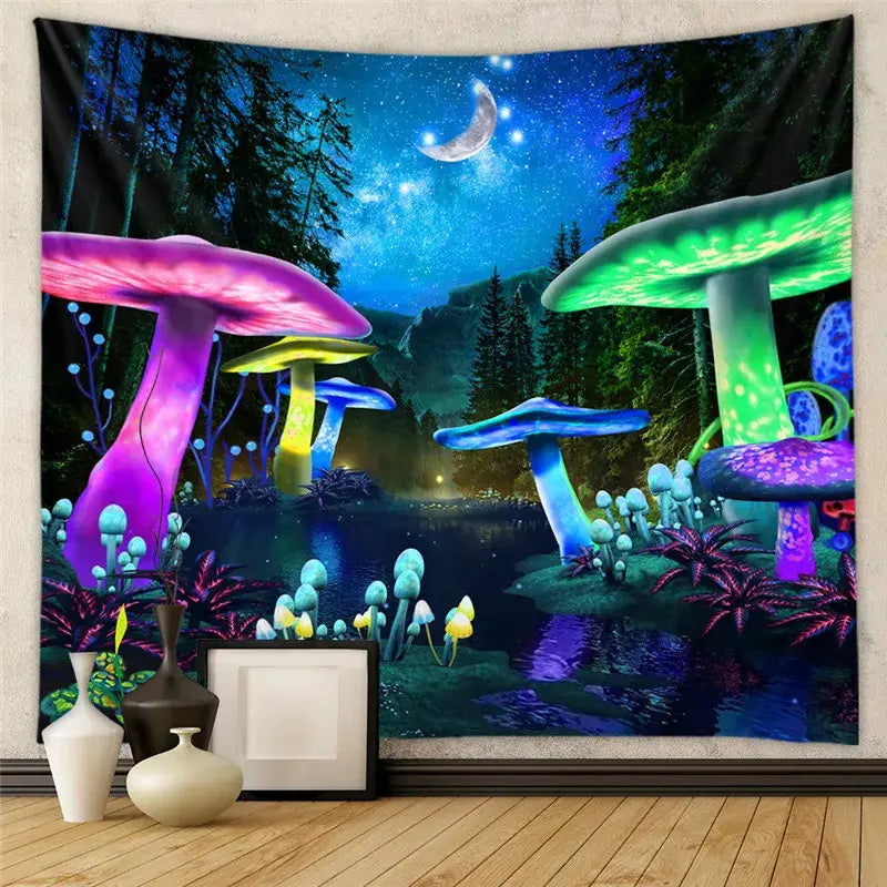 Black and white astrology chart tarot tapestry bedroom wall hanging
