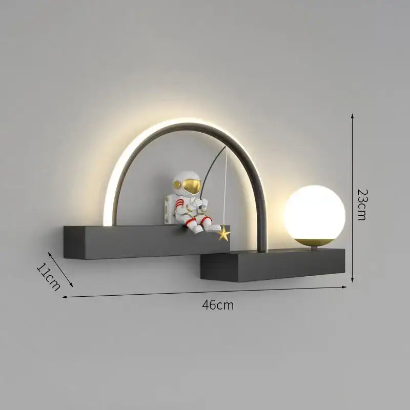 Black astronaut cartoon sconce metal lighting for living room decor
