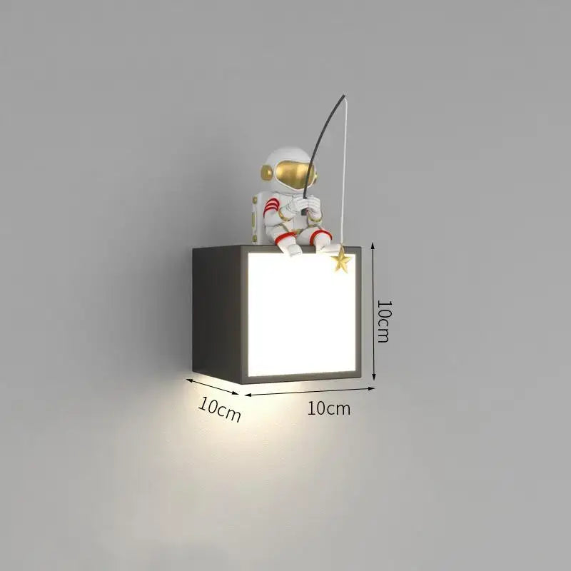 Black astronaut cartoon sconce metal lighting for living room decor