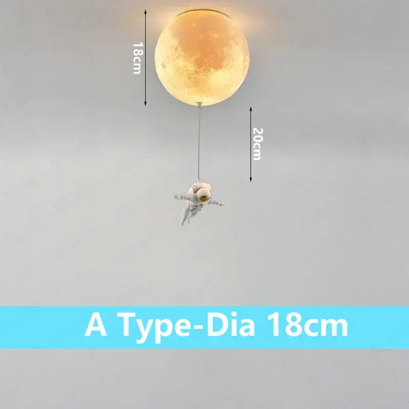 Astronaut moon globe ceiling light for kids bedroom