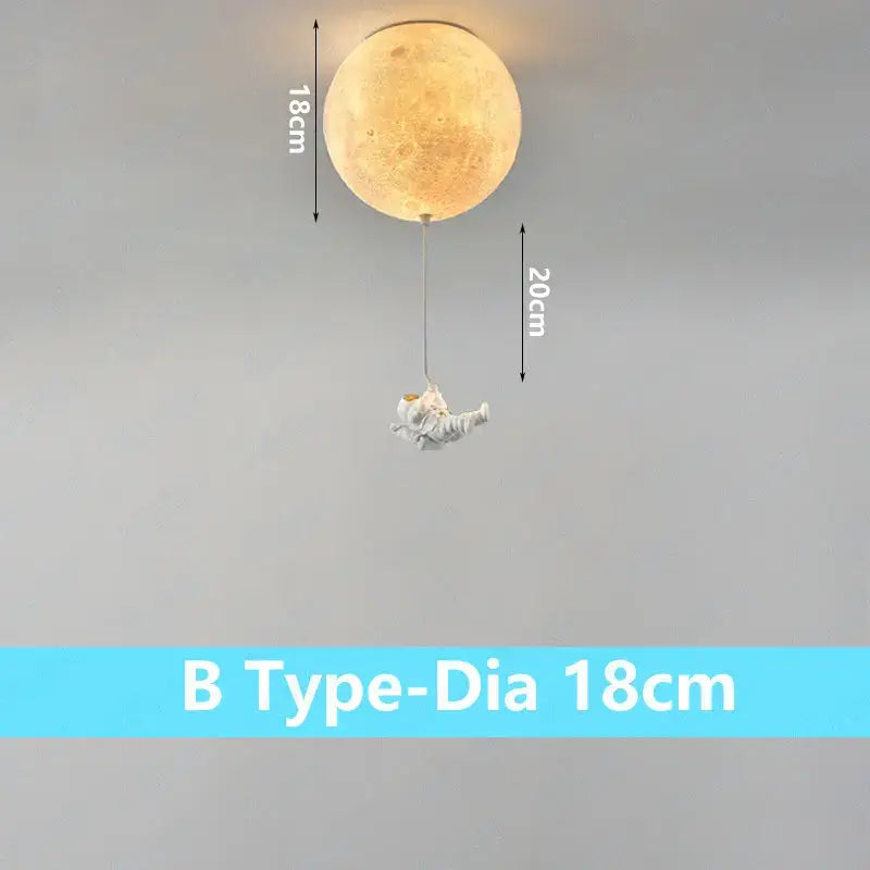 Astronaut moon globe ceiling light for kids bedroom