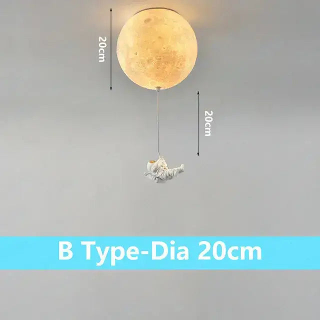 Astronaut moon globe ceiling light for kids bedroom