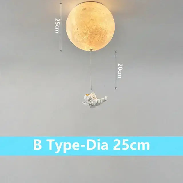 Astronaut moon globe ceiling light for kids bedroom
