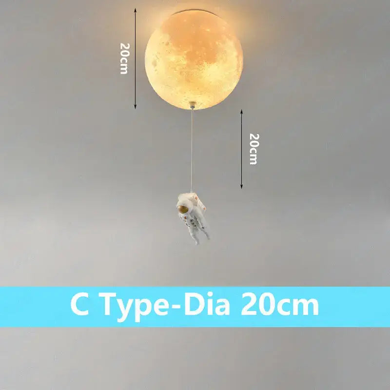 Astronaut moon globe ceiling light for kids bedroom