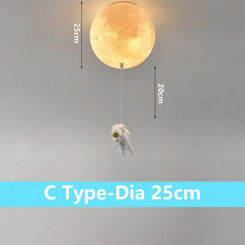 Astronaut moon globe ceiling light for kids bedroom