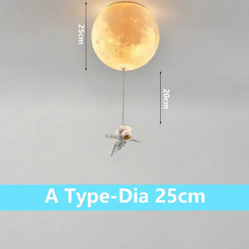 Astronaut moon globe ceiling light for kids bedroom