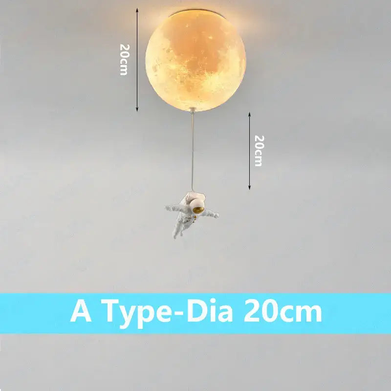 Astronaut moon globe ceiling light for kids bedroom