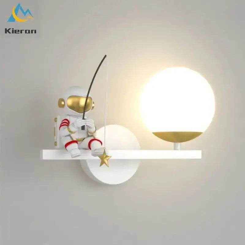 Modern white & gold astronaut led wall lamps for bedroom