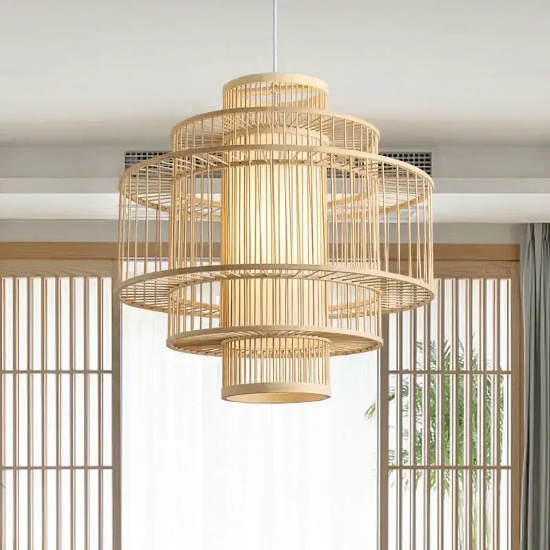Decorbites bamboo ceiling chandelier woven pendant light for garden