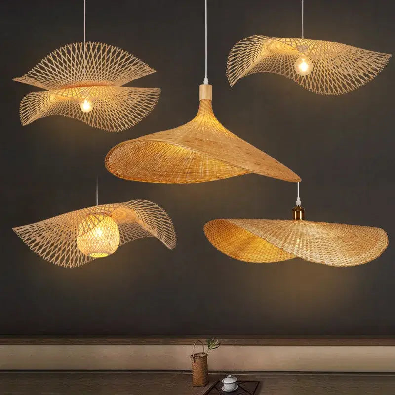 Decorbites bamboo chandelier fan design woven kitchen pendant light