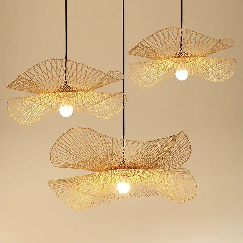 Decorbites bamboo chandelier fan design woven kitchen pendant light