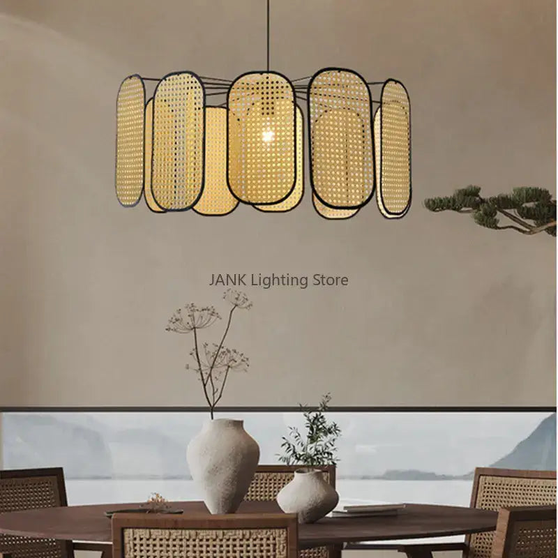 Decorbites bamboo core rattan chandelier kitchen pendant light