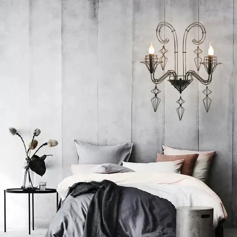 Decorbites baroque black white iron chandelier foyer led light