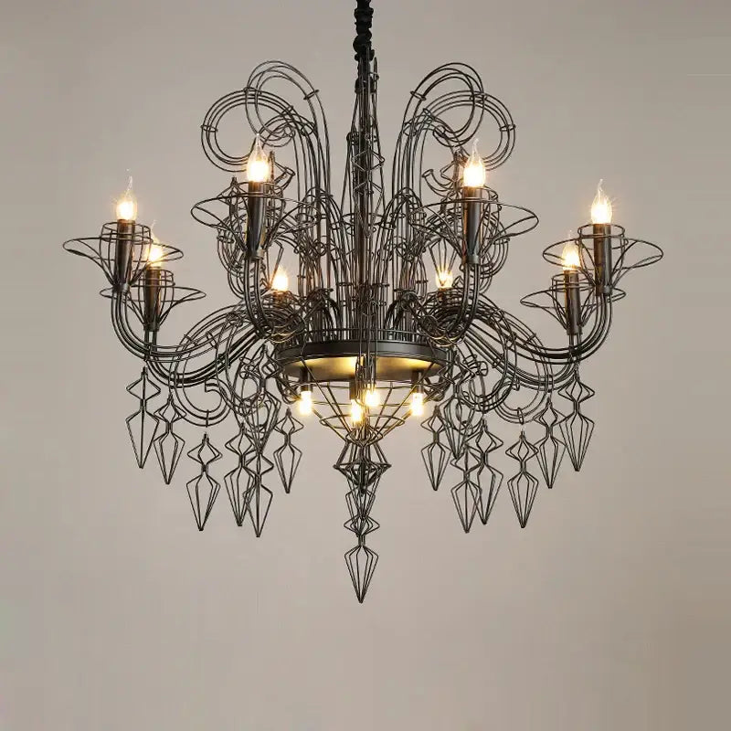Decorbites baroque black white iron chandelier foyer led light