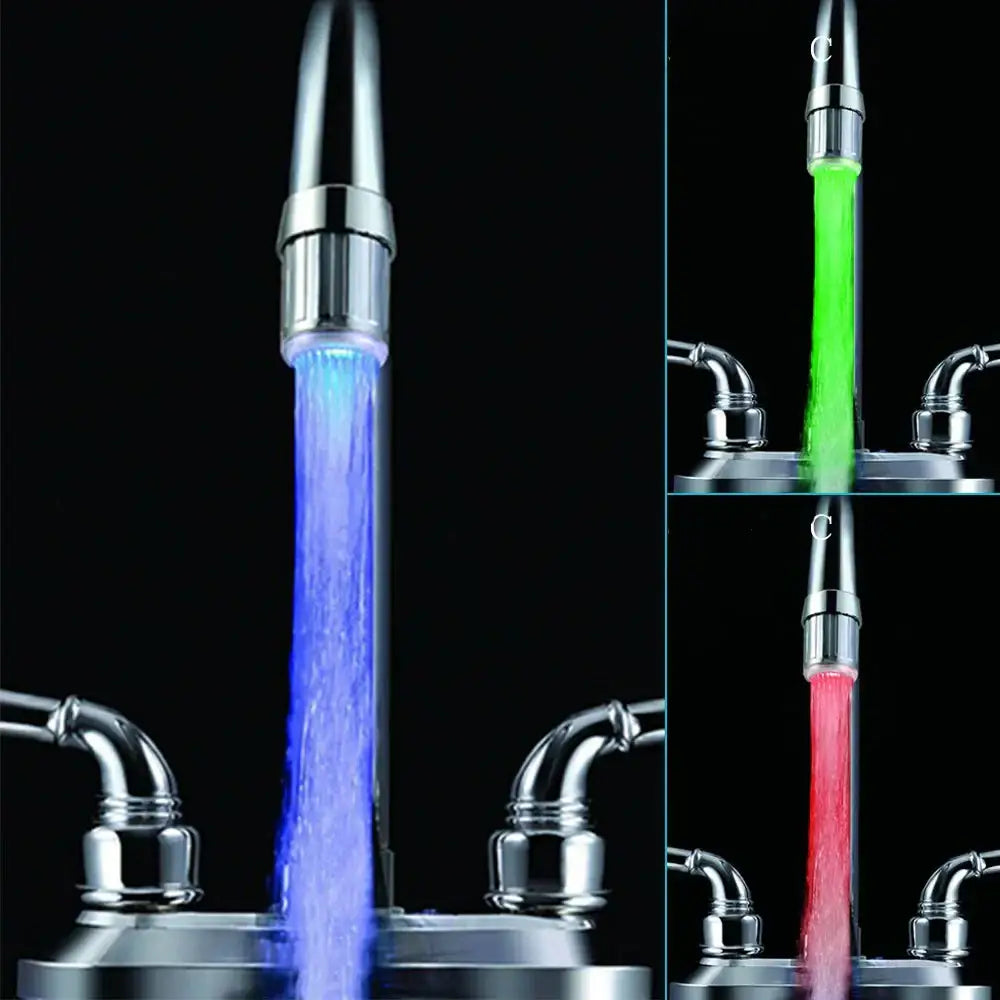Chrome led faucet aerator bathroom colorful water flow light