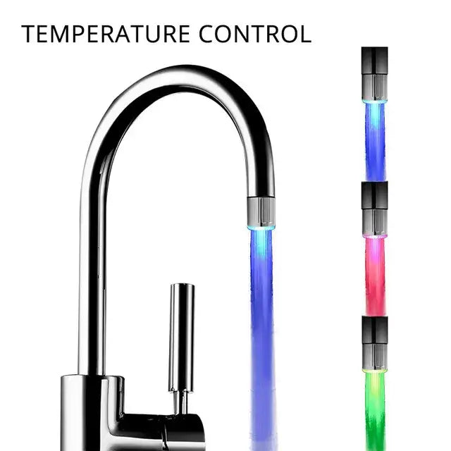 Chrome led faucet aerator bathroom colorful water flow light
