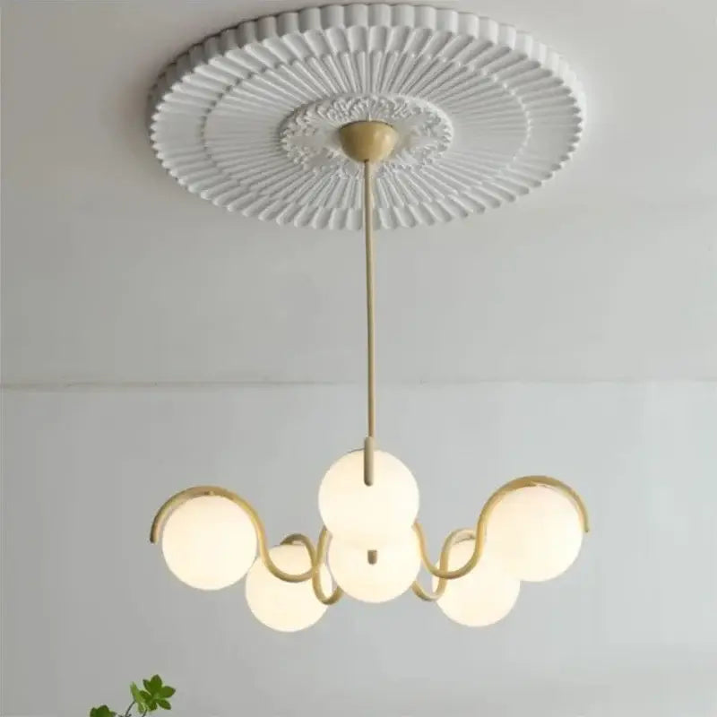 Modern gold & frosted glass pendant light – living room chandelier