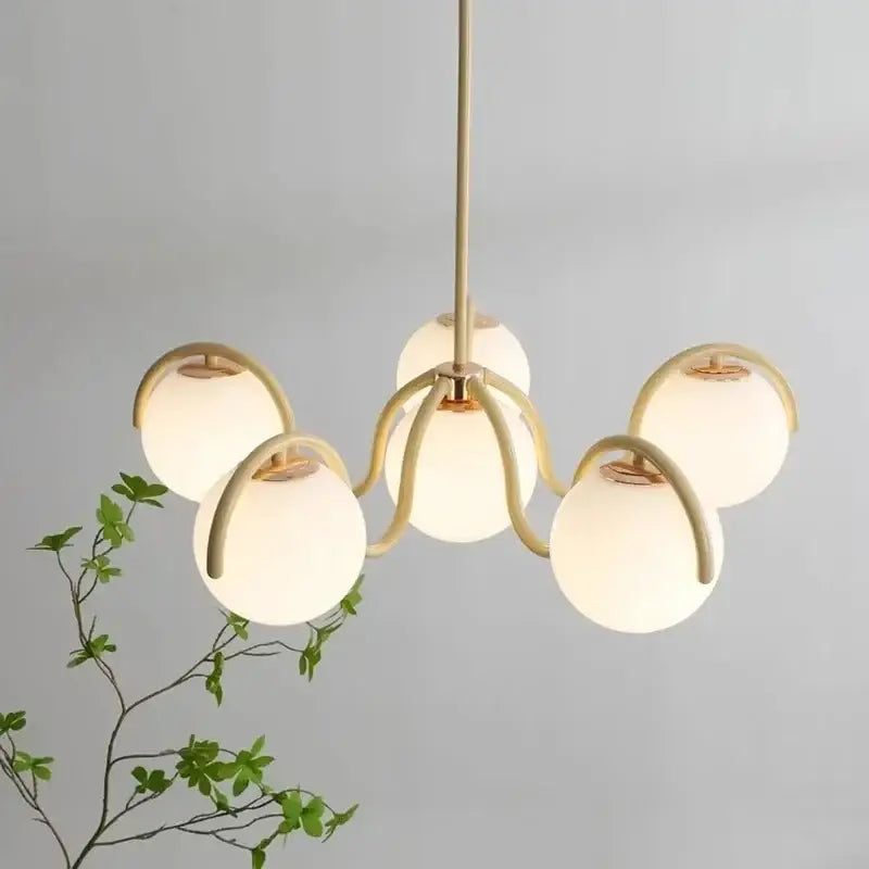 Modern gold & frosted glass pendant light – living room chandelier