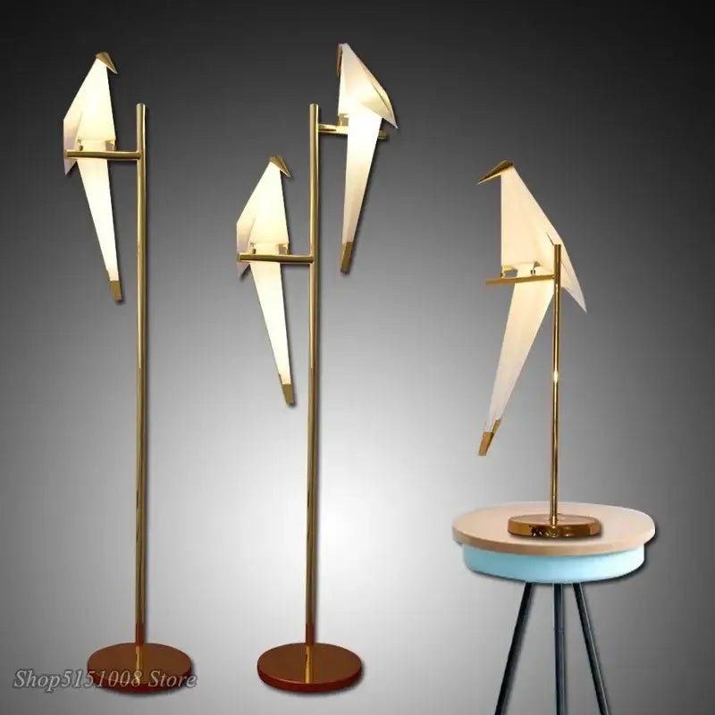 Decorbites bird origami floor lamp gold living room standing light