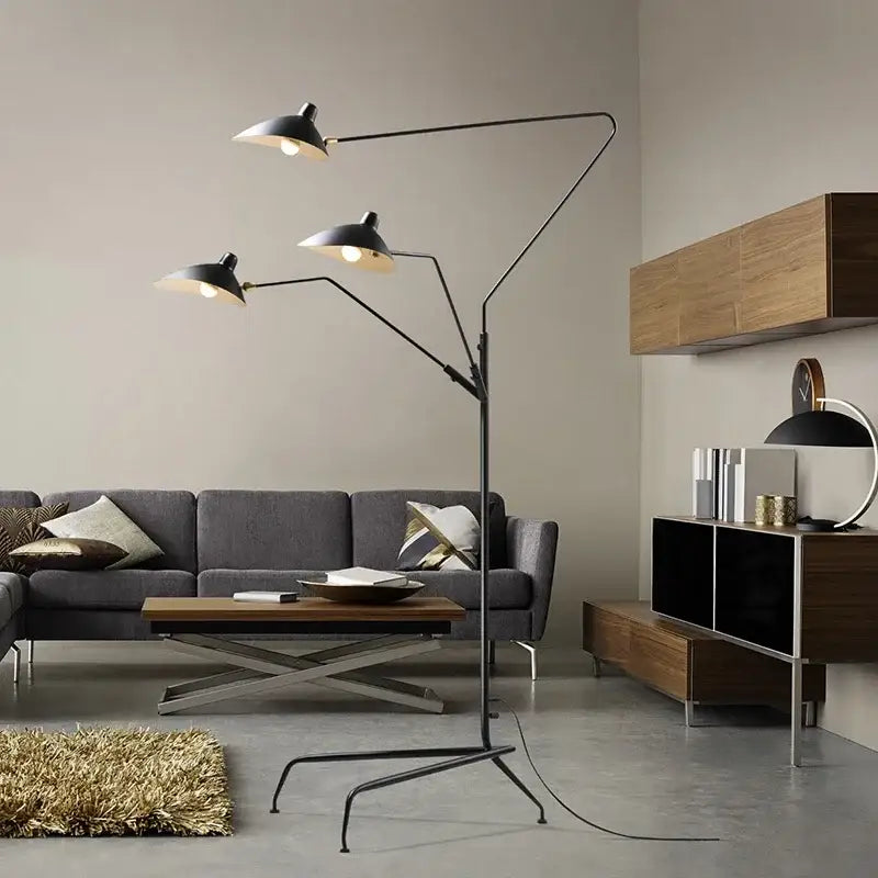 Decorbites black aluminum 3 arm floor lamp for living room